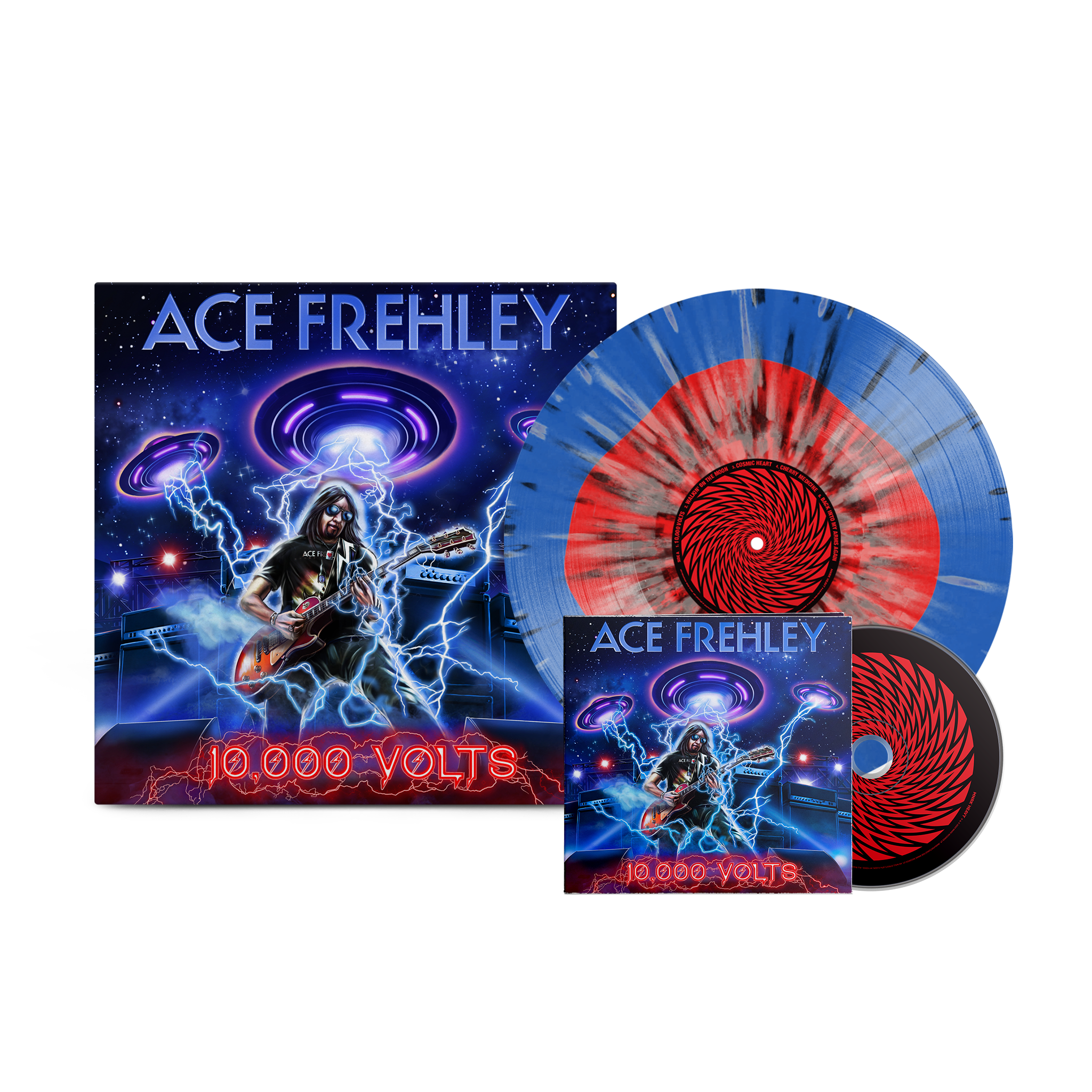 Ace Frehley - 10,000 Volts Color in Color Splatter Vinyl + CD Bundle