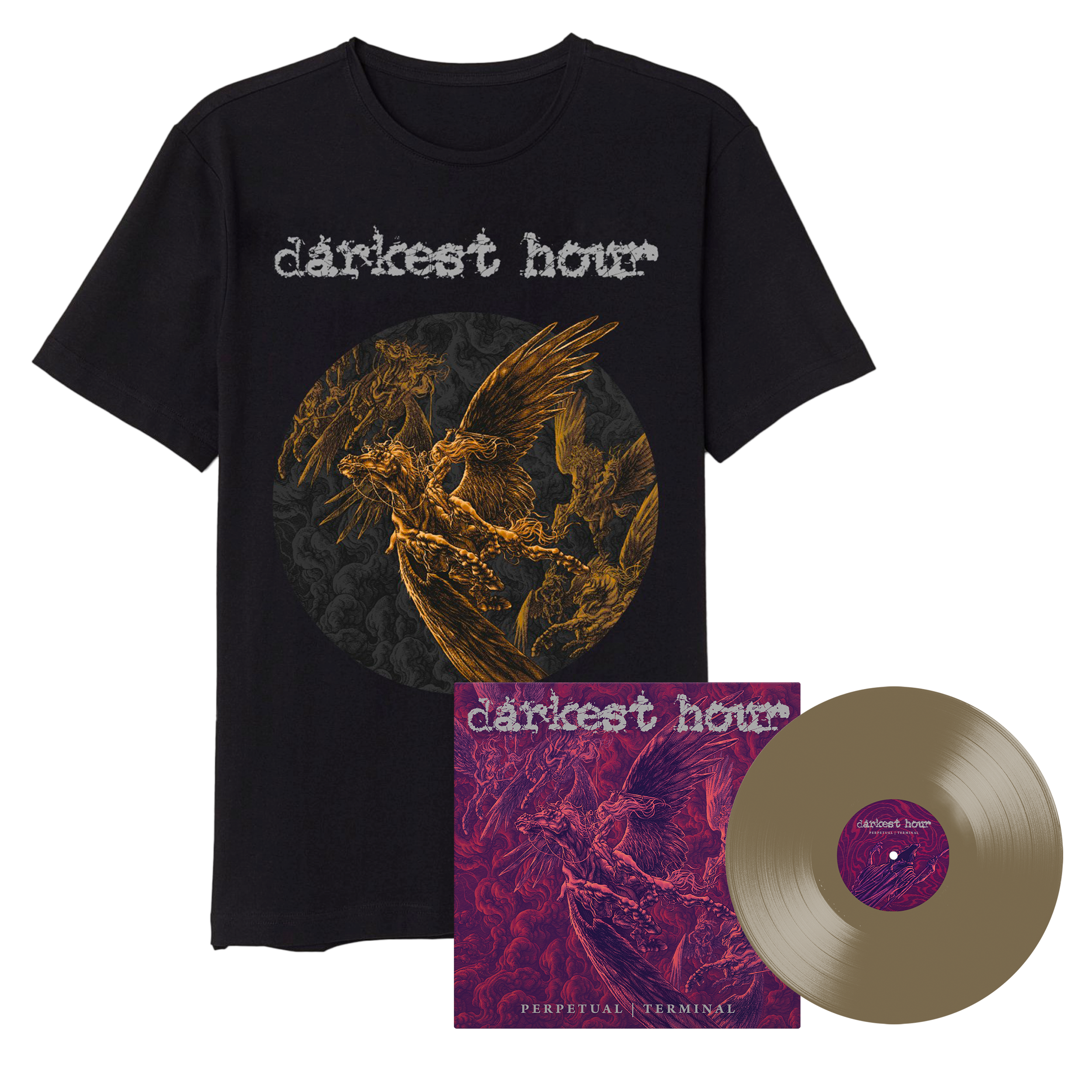 Darkest Hour - Dragon Shirt + Perpetual Terminal Vinyl (Gold Nugget) Bundle
