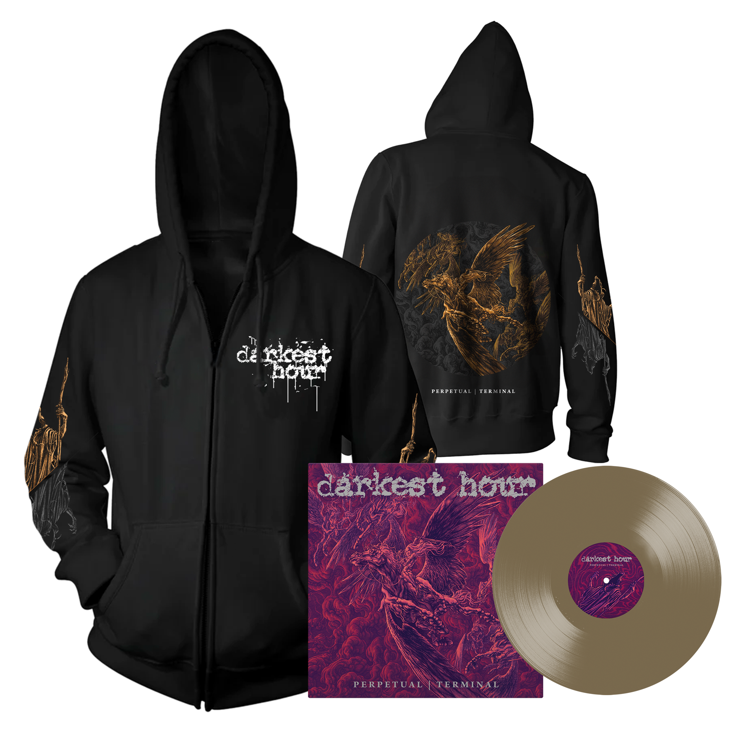 Darkest Hour - Dragon Hoodie + Perpetual Terminal Vinyl (Gold Nugget) Bundle