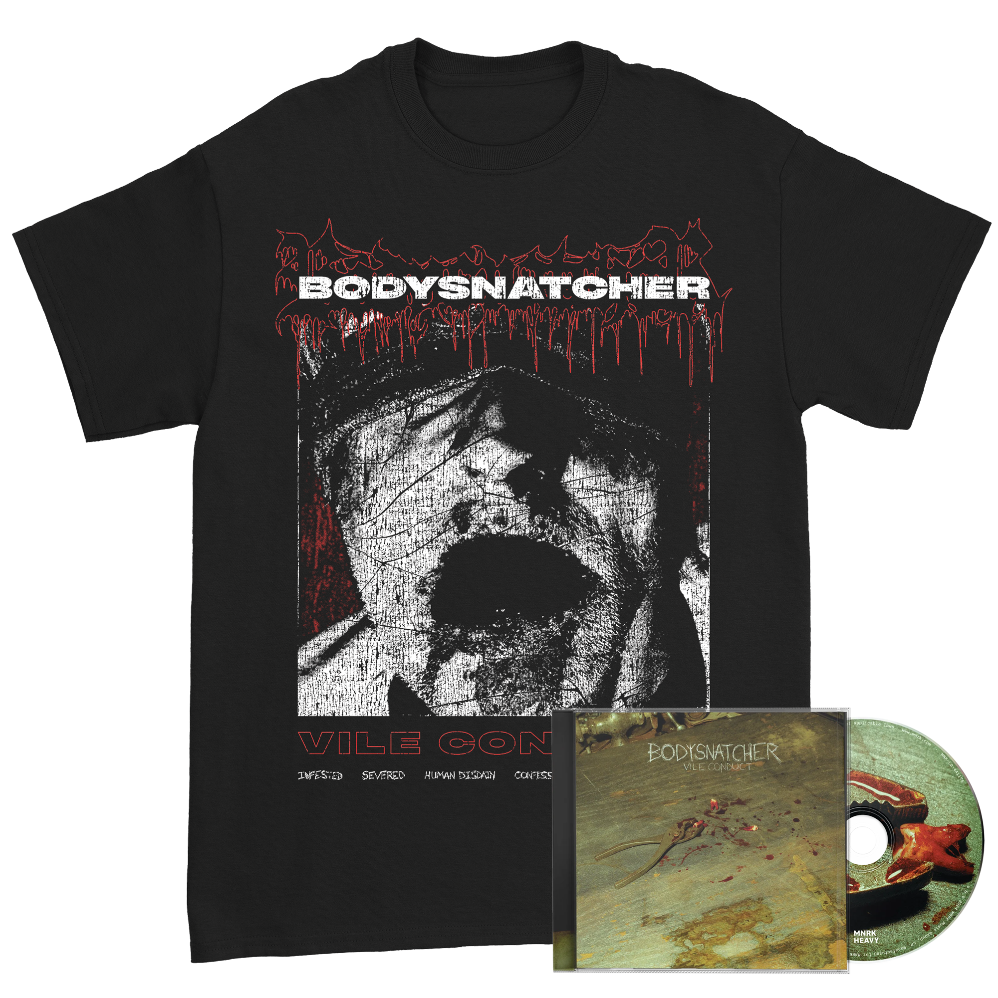 Bodysnatcher - Vile Conduct Tracklist Tee + CD Bundle