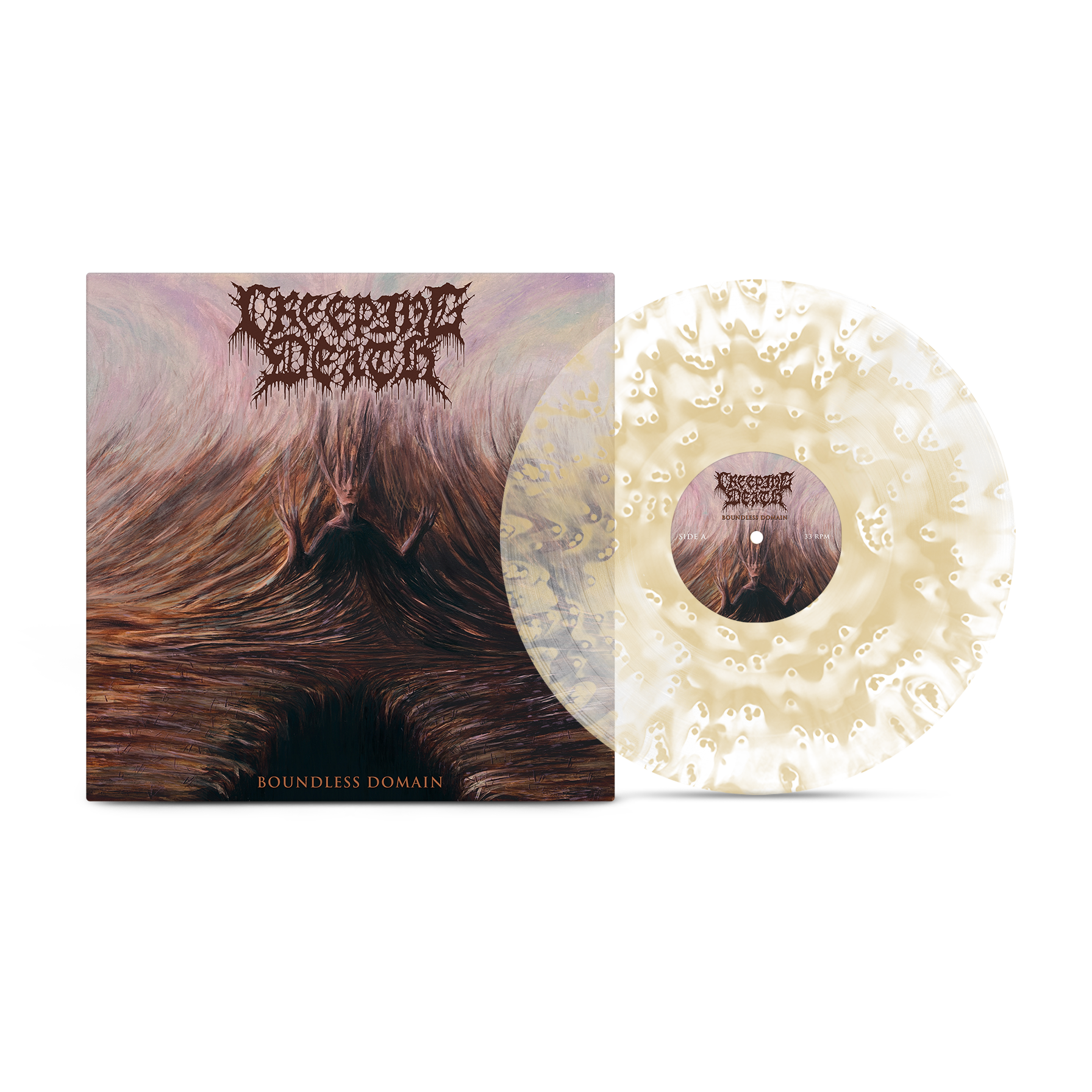 Creeping Death, Boundless Domain available on Clear & Tan Ghostly Vinyl. Available on MNRK HEAVY.