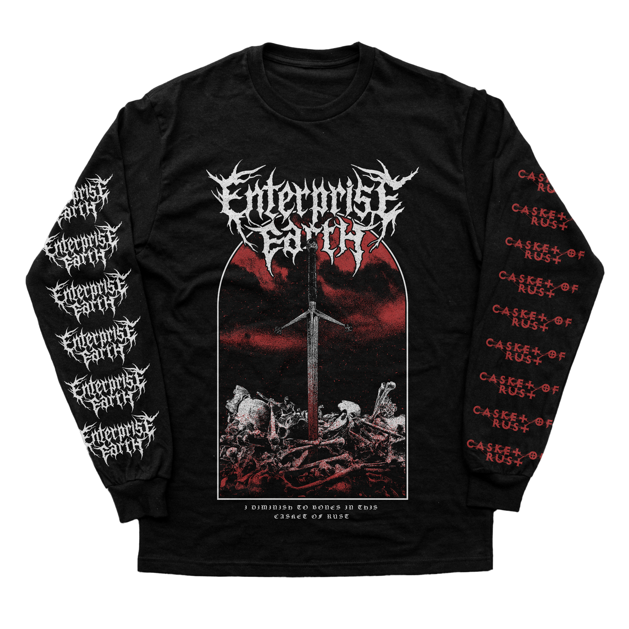 Enterprise Earth's Casket of Rust longsleeve available for pre-order. Stream Casket of Rust now.