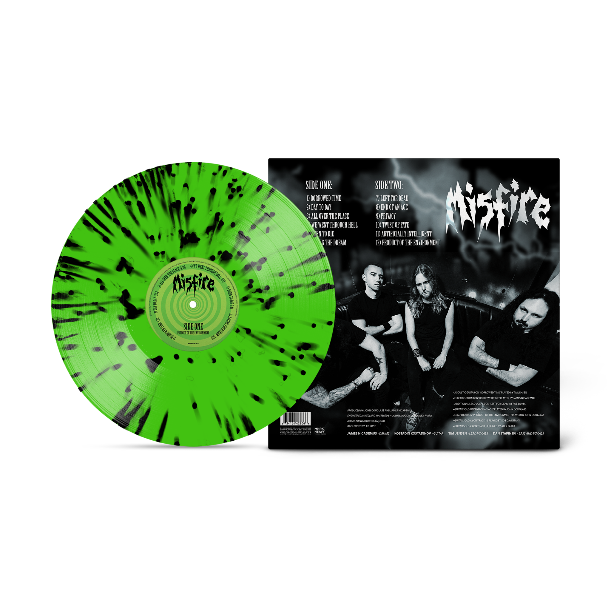 Misfire - Product Of The Environment Neon Green with Black Splatter Vinyl